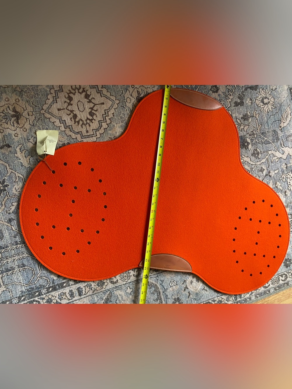 Hermes Orange Felt Saddle Pad with Leather Trim